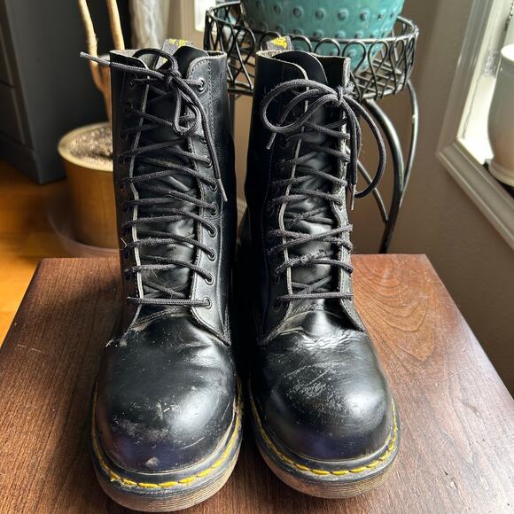 LIMITED 11587001 DR MARTENS BOOTS MODS LASER 10EYE SKULL US 11 STEEL TOE main image 8